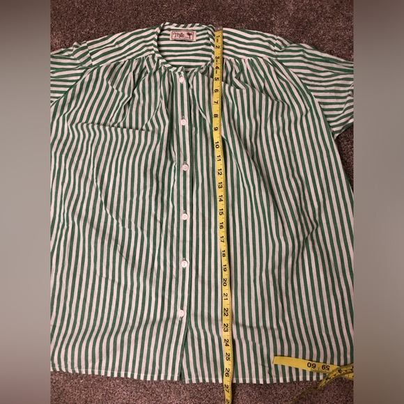 Mille Florian Top Blouse in Kelly Stripe Green White Size XL Button Up - Picture 14 of 16